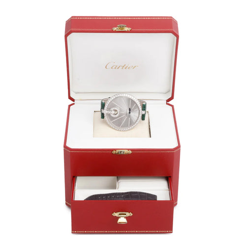 18k White Gold Diamond Bezel Captive de 50 MM Watch Silver Diamond Dial 3245 w/ Box &amp; Extra Strap