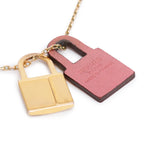 Gold-Plated Pink Swift Leather O'Kelly Pendant Necklace w/ Box
