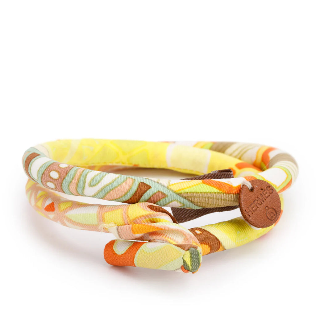Yellow/Multicolor Petit H Double Tour Silk Bracelet w/ Box