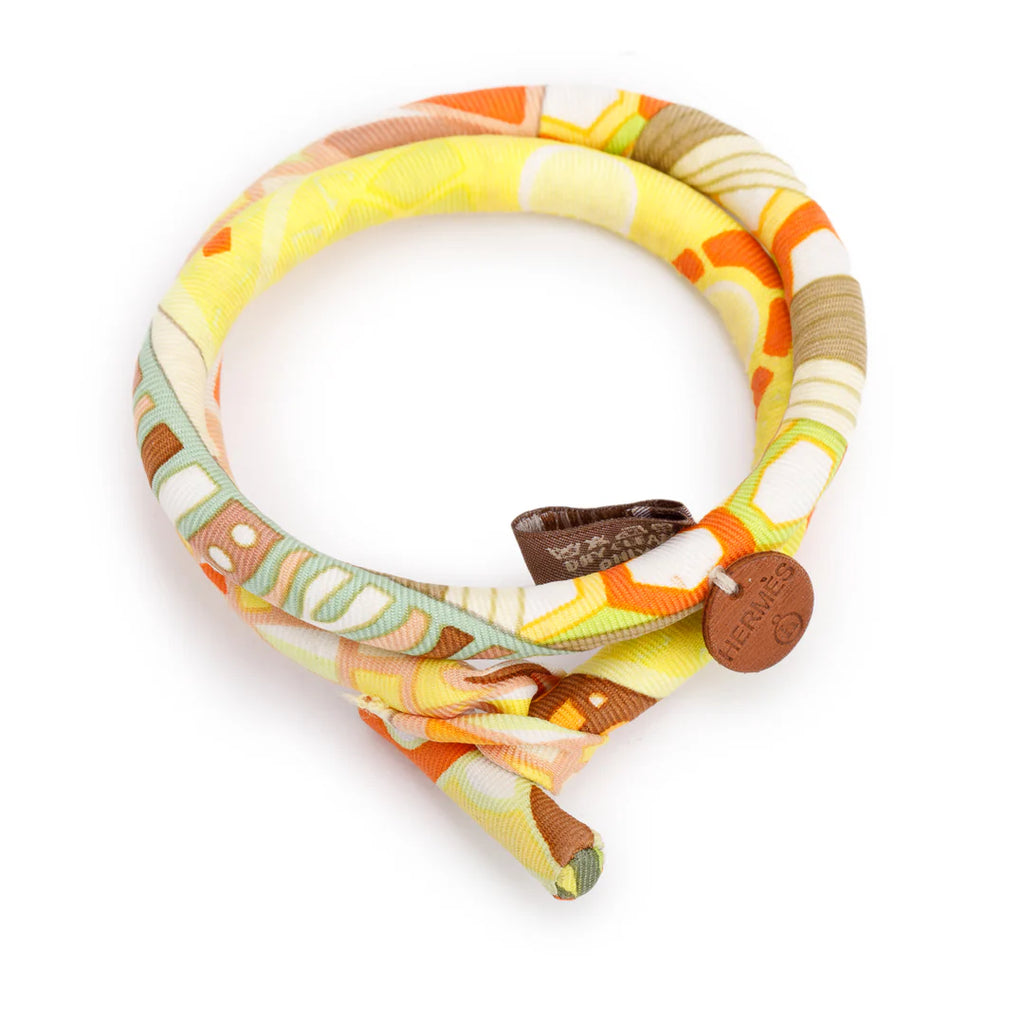 Yellow/Multicolor Petit H Double Tour Silk Bracelet w/ Box