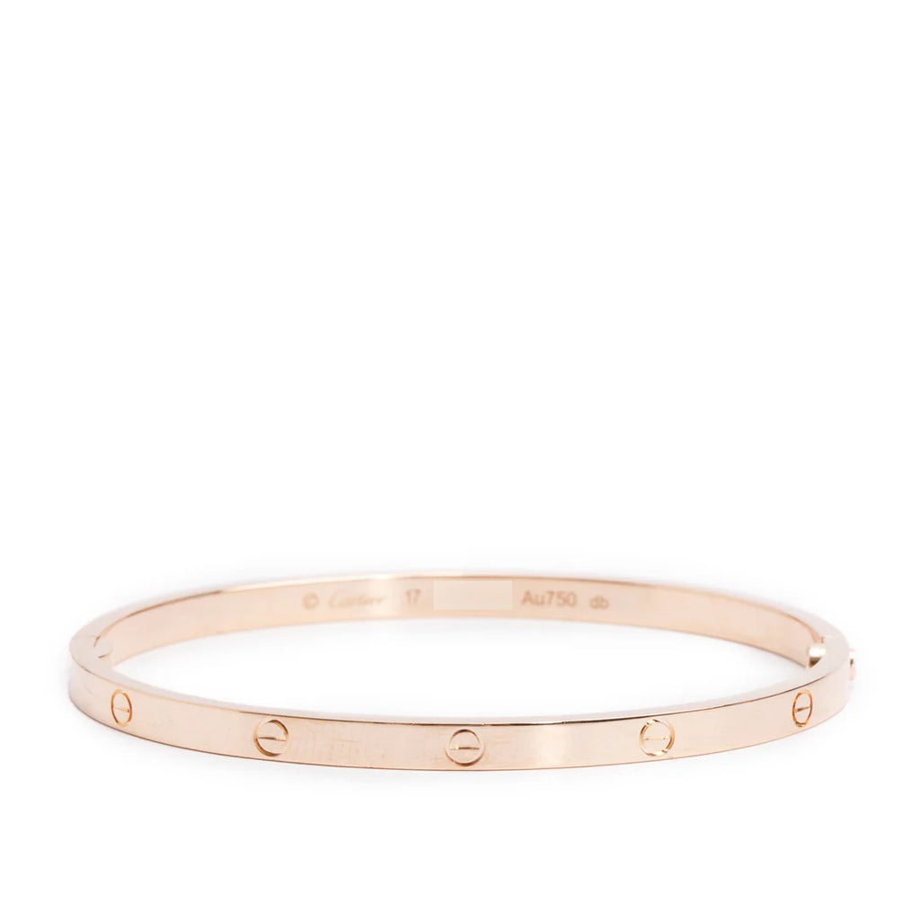 2021 18k Rose Gold 3.65 MM Love Bracelet, Small Model, Size 17 w/ Pouch &amp; Certificate