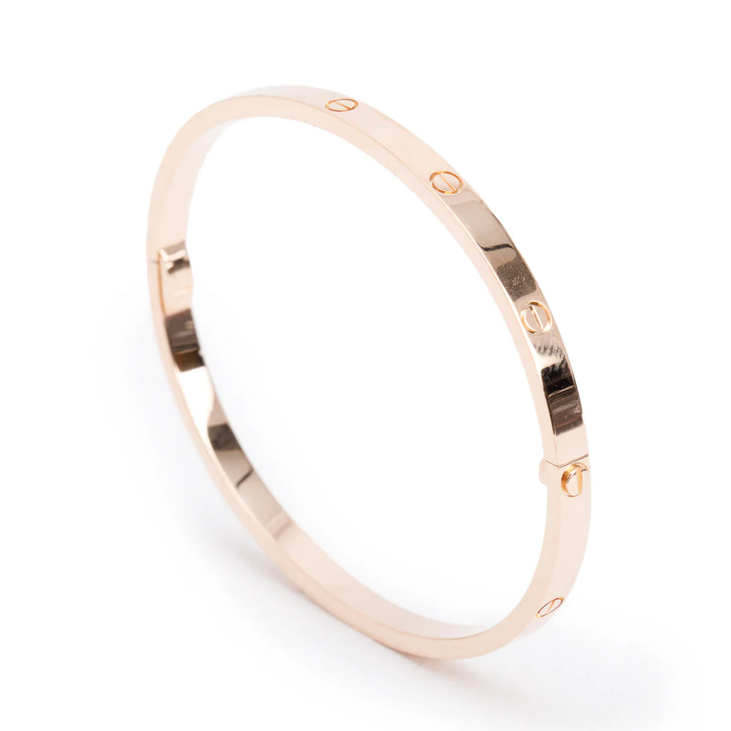 2021 18k Rose Gold 3.65 MM Love Bracelet, Small Model, Size 17 w/ Pouch &amp; Certificate