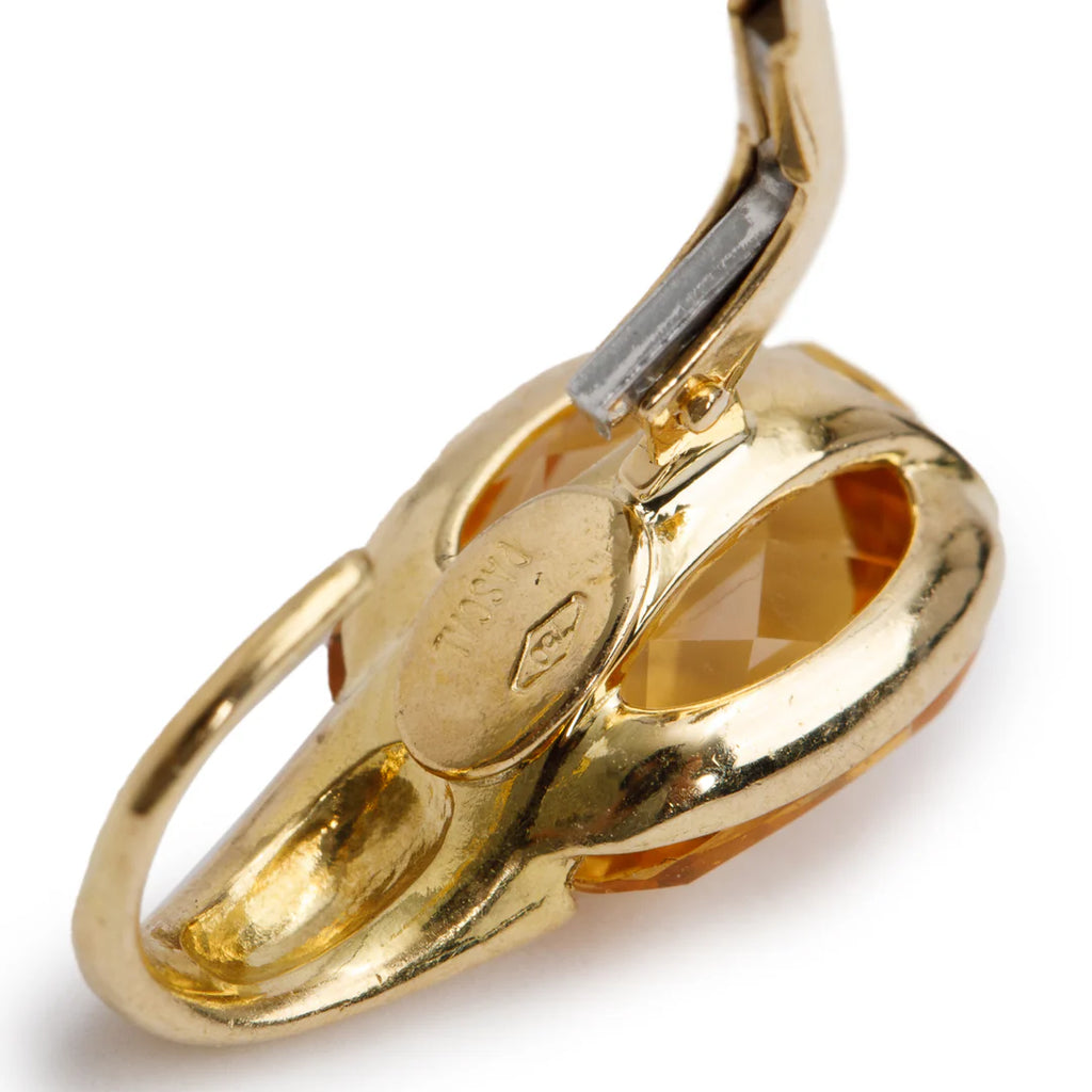 18k Yellow Gold Citrine Hoop Earrings