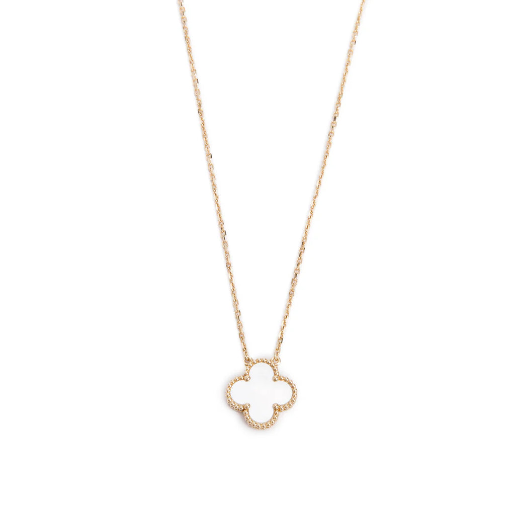 2024 18k Yellow Gold Vintage Alhambra Mother of Pearl Pendant Necklace w/ Box &amp; Certificate