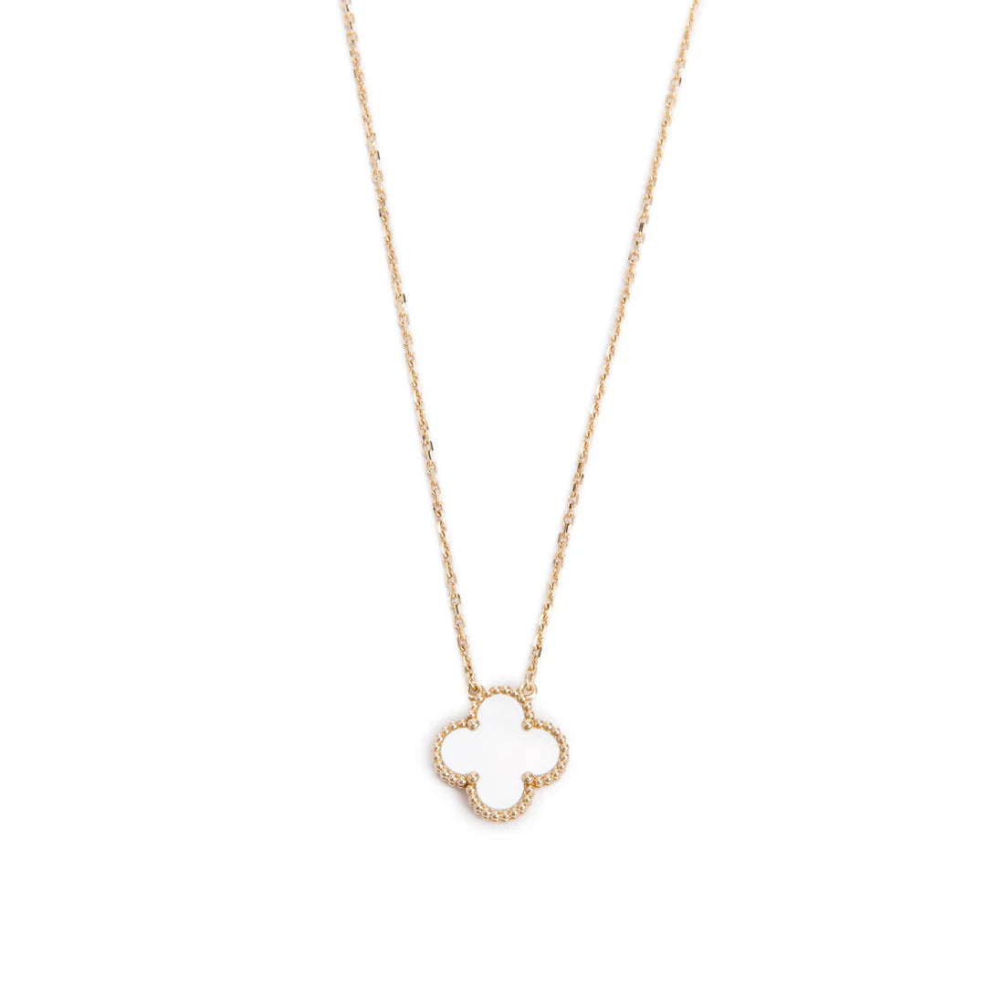 2024 18k Yellow Gold Vintage Alhambra Mother of Pearl Pendant Necklace w/ Box &amp; Certificate