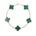 2020 18k Yellow Gold Vintage 5 Motif Malachite Bracelet w/ Box &amp; Certificate