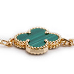 2020 18k Yellow Gold Vintage 5 Motif Malachite Bracelet w/ Box &amp; Certificate
