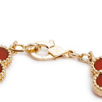 2025 18k Yellow Gold Vintage Alhambra 5 Motif Carnelian Bracelet w/ Pouch &amp; Certificate