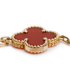 2025 18k Yellow Gold Vintage Alhambra 5 Motif Carnelian Bracelet w/ Pouch &amp; Certificate