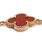2025 18k Yellow Gold Vintage Alhambra 5 Motif Carnelian Bracelet w/ Pouch &amp; Certificate