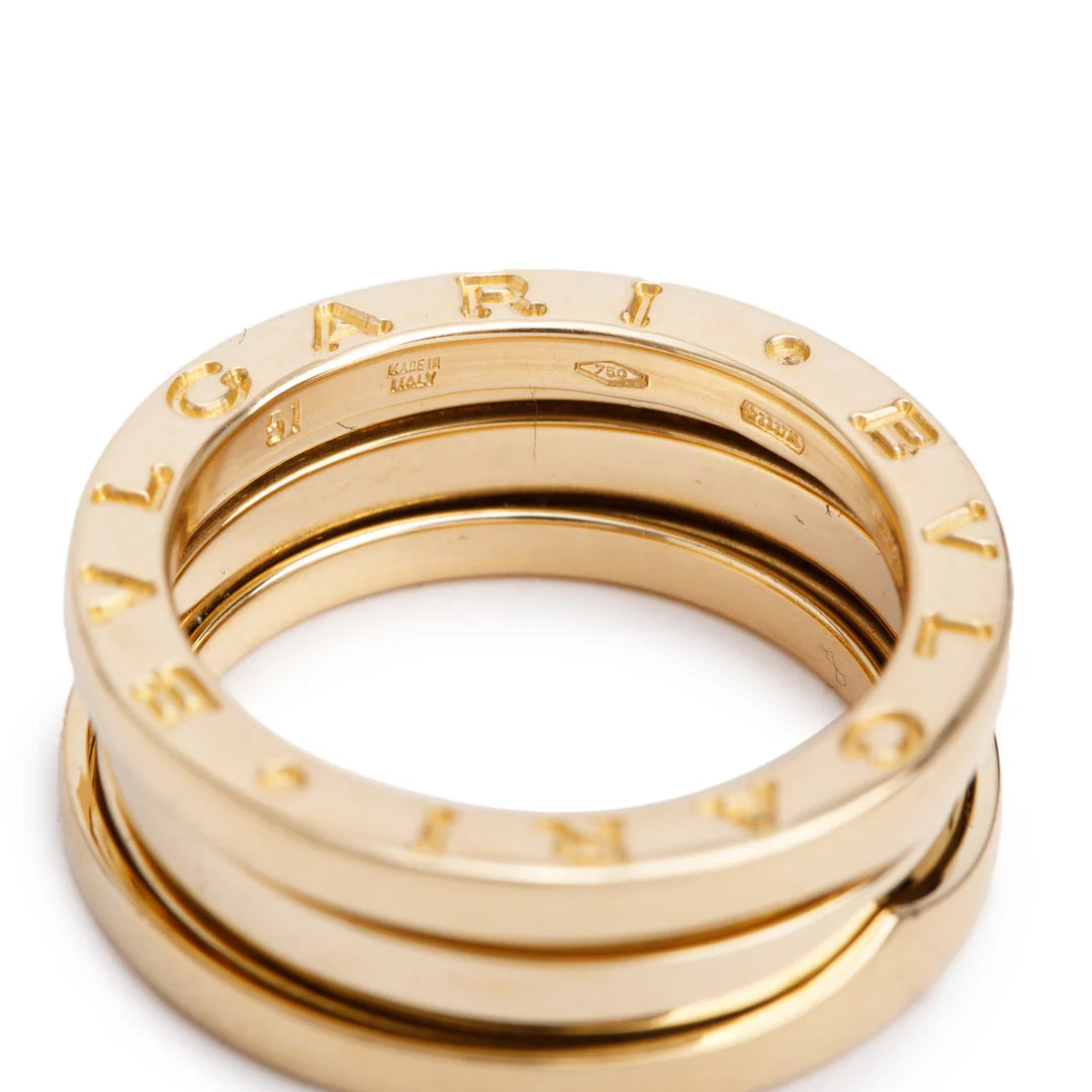 BVLGARI 18k Yellow Gold B.Zero1 3-Band Ring, Size 51 5.5