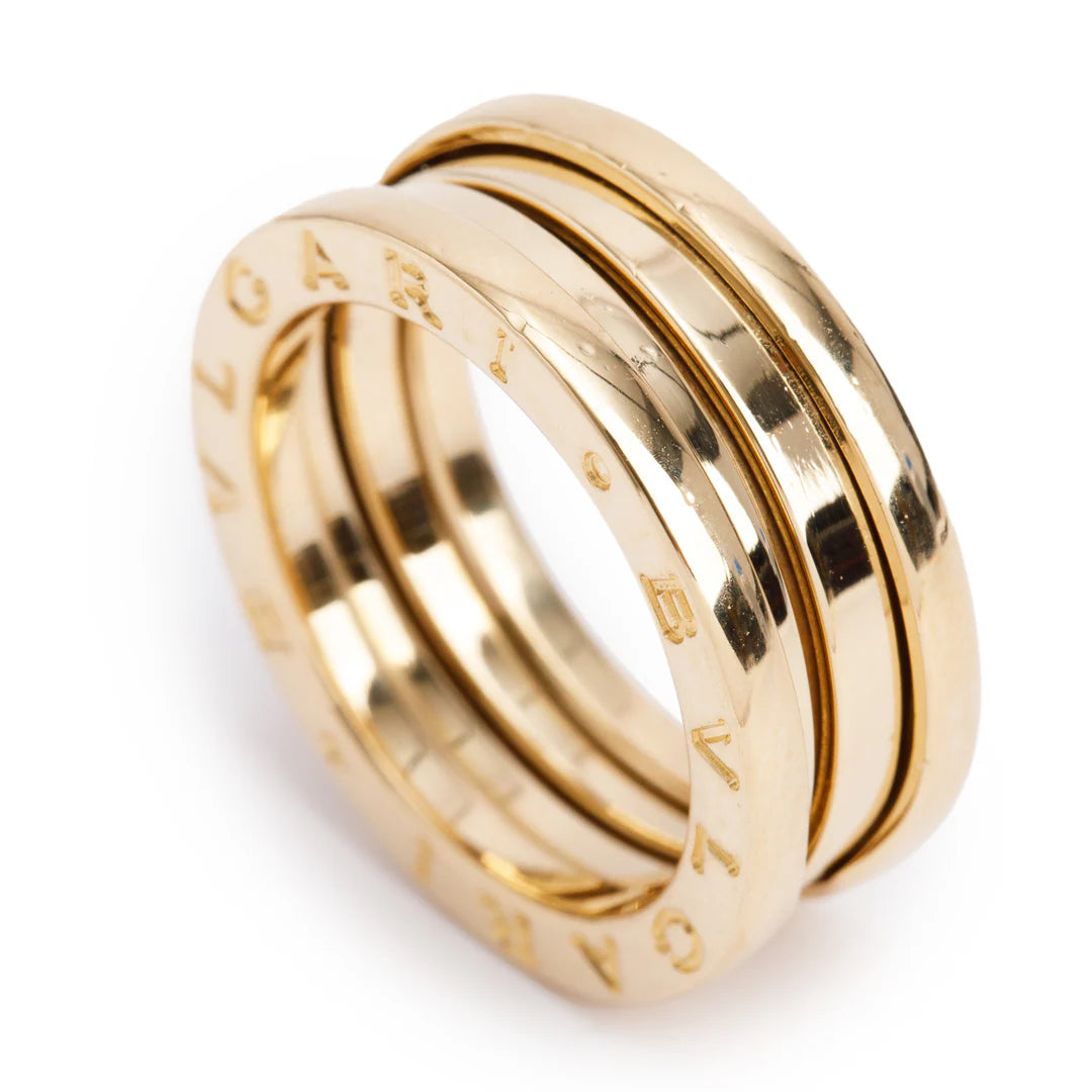 BVLGARI 18k Yellow Gold B.Zero1 3-Band Ring, Size 51 5.5