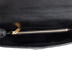 Black Leather Large Chevron College Bag w/ Strap