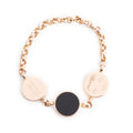 18k Rose Gold Diamond &amp; Onyx Happy Darling Chain Ring, Size 4.5