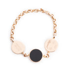 18k Rose Gold Diamond &amp; Onyx Happy Darling Chain Ring, Size 4.5