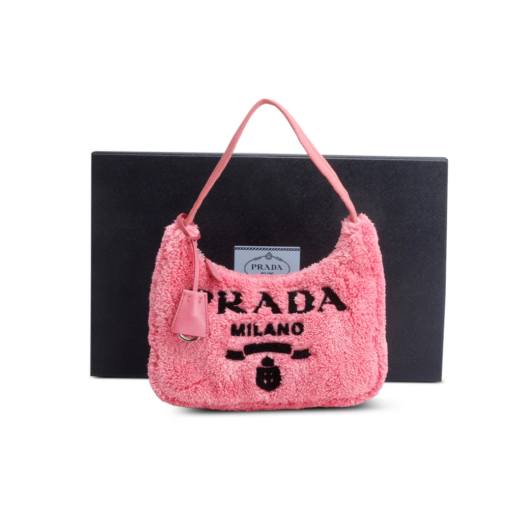 2024 Pink Terry Cloth Mini Re-Edition 2000 Bag w/ Box & Authenticity Card