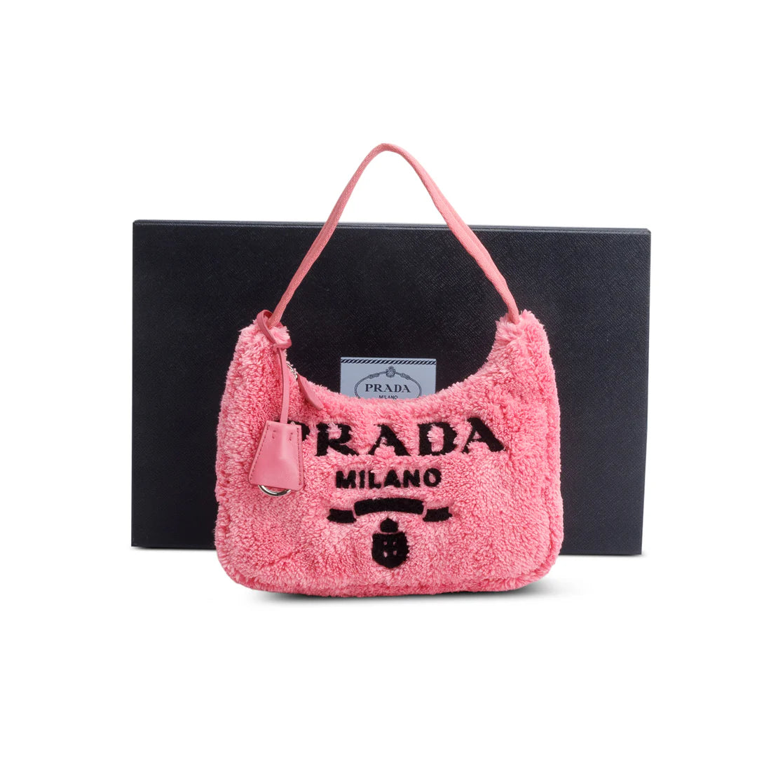 2024 Pink Terry Cloth Mini Re-Edition 2000 Bag w/ Box & Authenticity Card