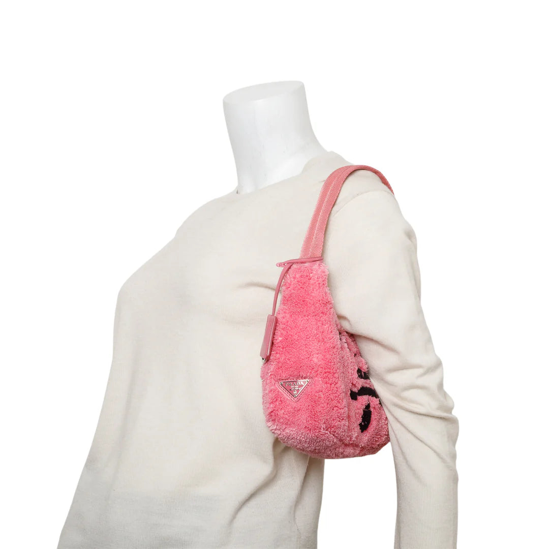 2024 Pink Terry Cloth Mini Re-Edition 2000 Bag w/ Box & Authenticity Card