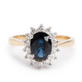 14k Yellow and White Gold Sapphire and Diamond Ring, Size 7.25