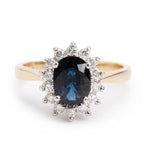 14k Yellow and White Gold Sapphire and Diamond Ring, Size 7.25