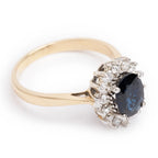 14k Yellow and White Gold Sapphire and Diamond Ring, Size 7.25