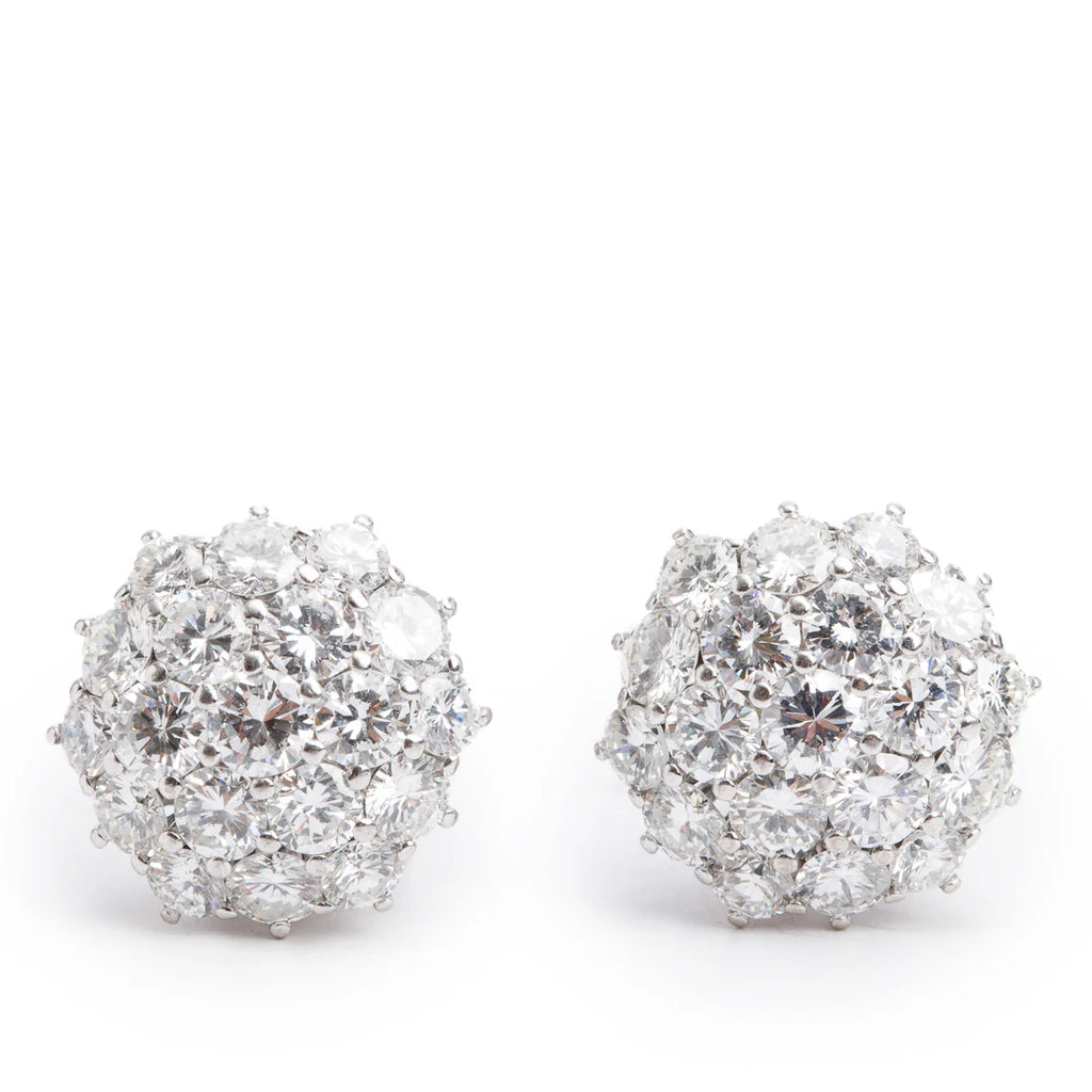 18k White Gold 4.21 tcw. Diamond Cluster Clip-On Earrings