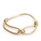 2021 18k White, Yellow &amp; Rose Gold Trinity Beige Cord Bracelet w/ Certificate