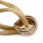 2021 18k White, Yellow &amp; Rose Gold Trinity Beige Cord Bracelet w/ Certificate