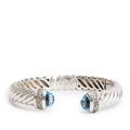 Sterling Silver Topaz &amp; Diamond 10 MM Cable Waverly Bracelet