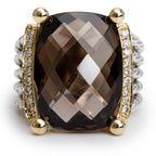 Sterling Silver and 18k Yellow Gold Smokey Quartz &amp; Diamond Wheaton Ring, Size 7