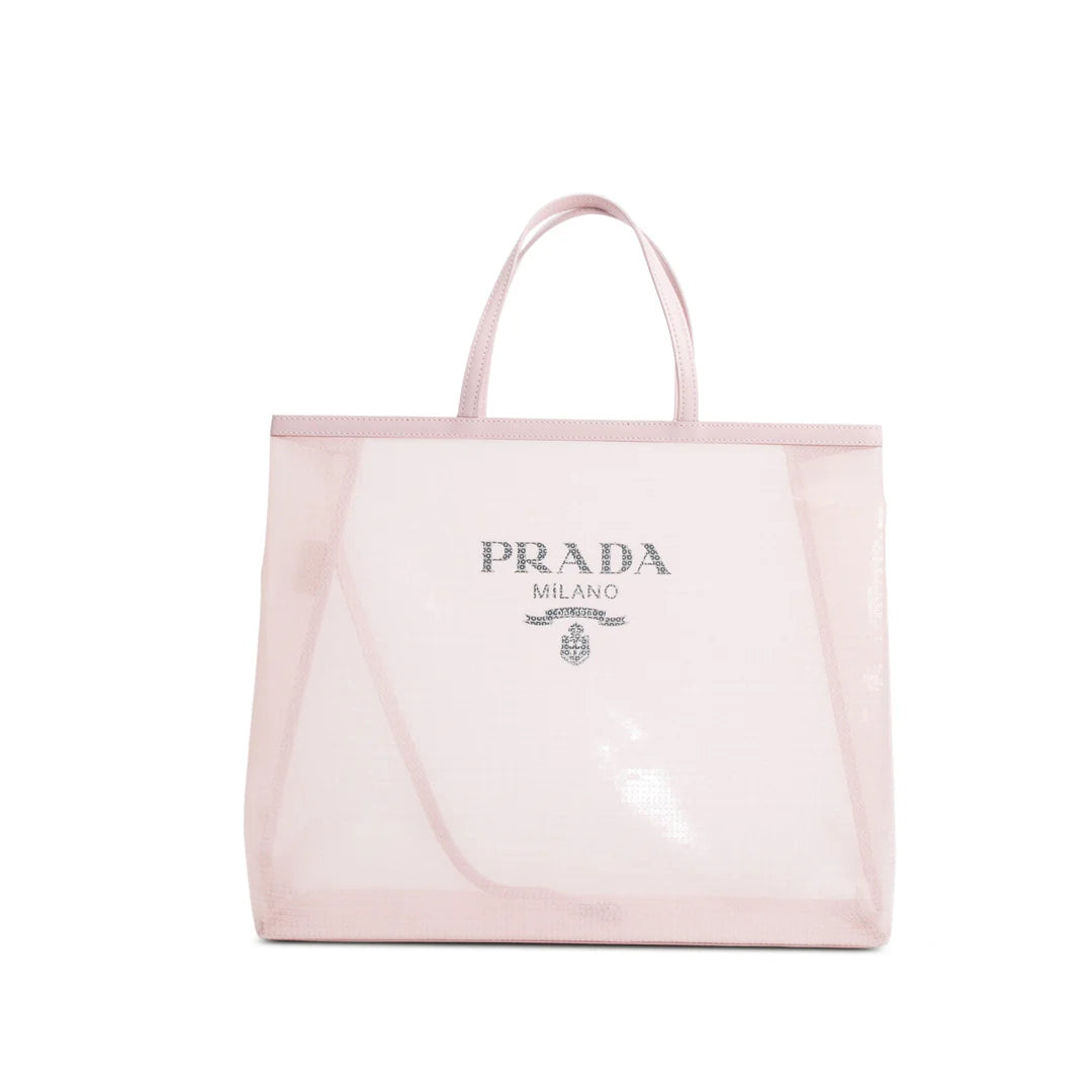 Pink Sequin Mesh Large Tote Bag w/ Pouch &amp; Authenticity Card