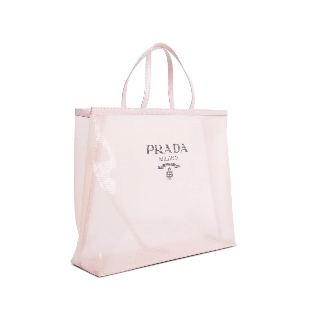 Pink Sequin Mesh Large Tote Bag w/ Pouch &amp; Authenticity Card