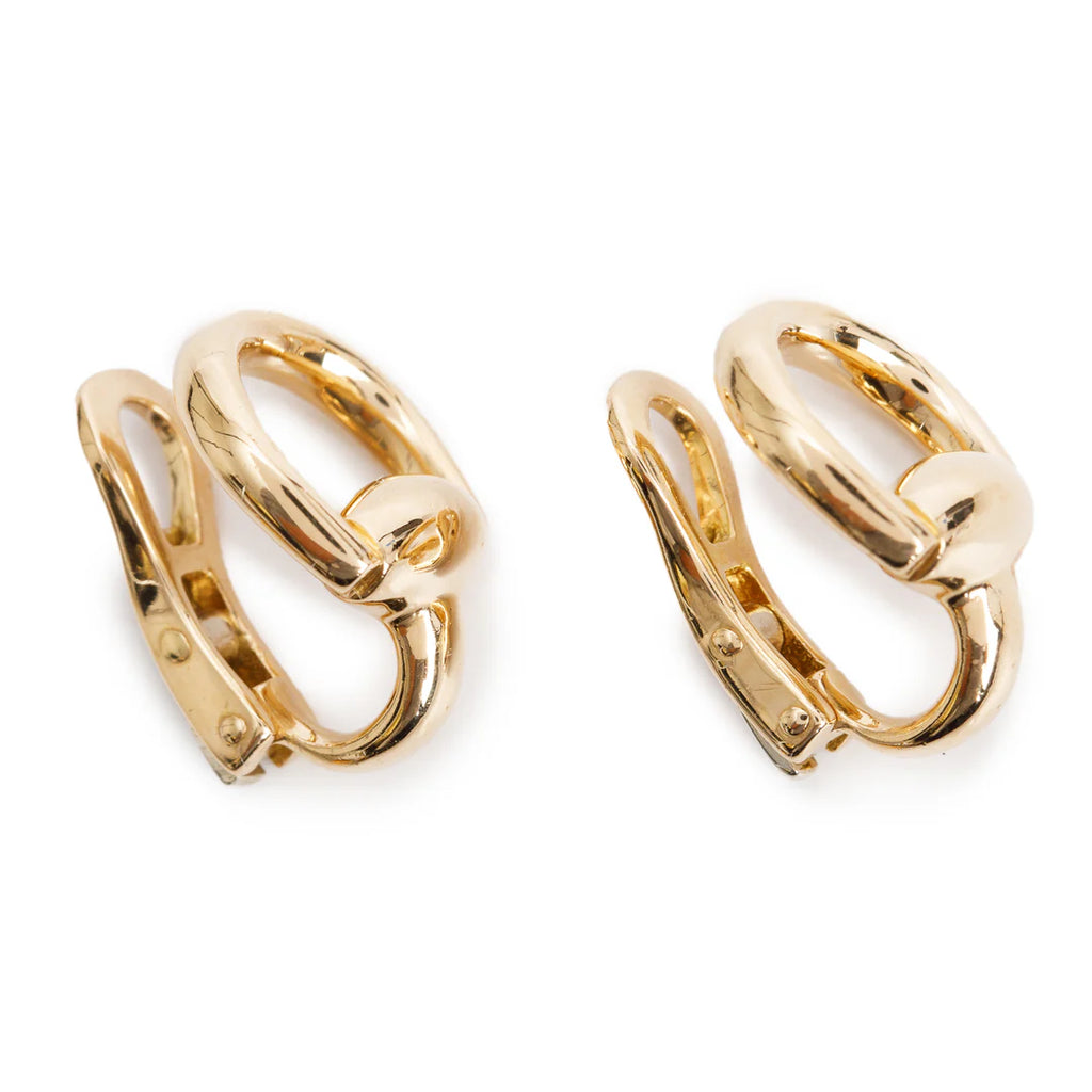 18k Yellow Gold Horsebit Clip On Earrings