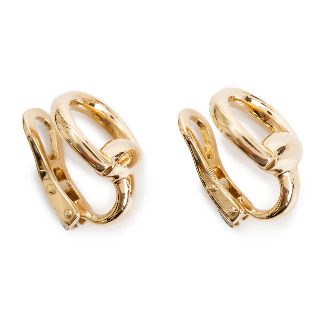 18k Yellow Gold Horsebit Clip On Earrings