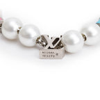 2023 Silver-Tone Brass Faux Pearl, Bead Monogram Party Bracelet w/ Box