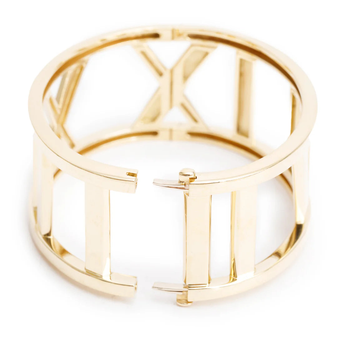 Vintage 18k Yellow Gold Atlas Wide Bangle Bracelet w/ Box