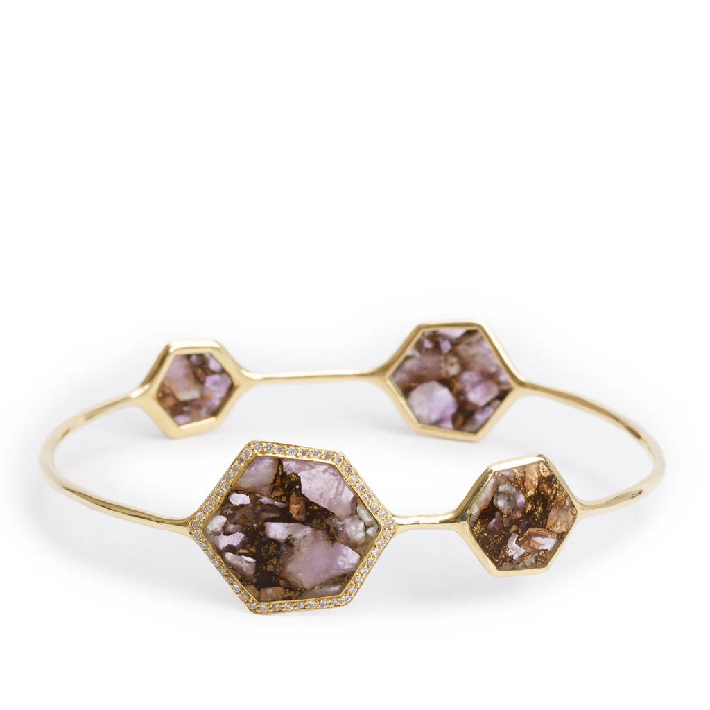18k Yellow Gold Diamond &amp; Calcite Bangle Bracelet