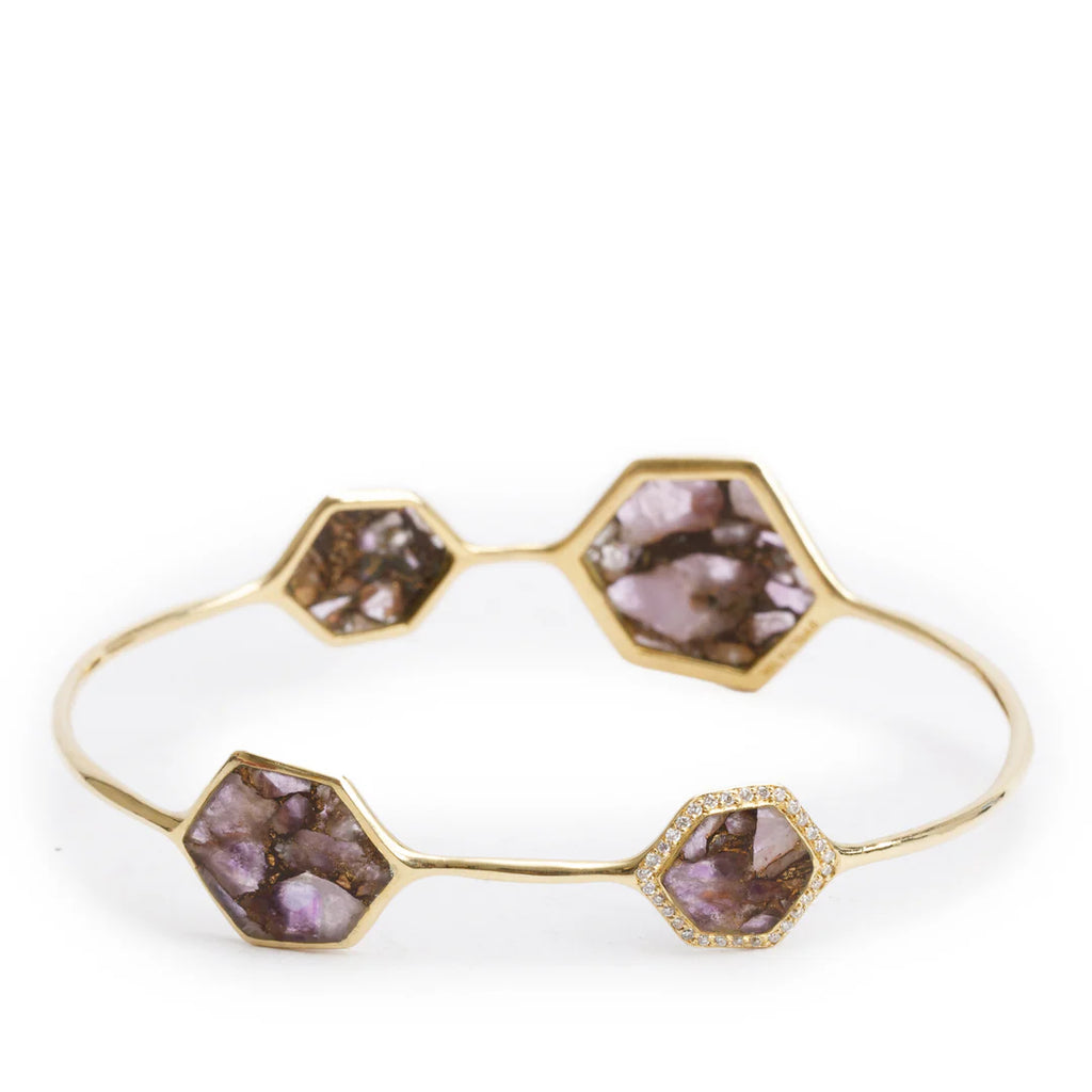 18k Yellow Gold Diamond &amp; Calcite Bangle Bracelet