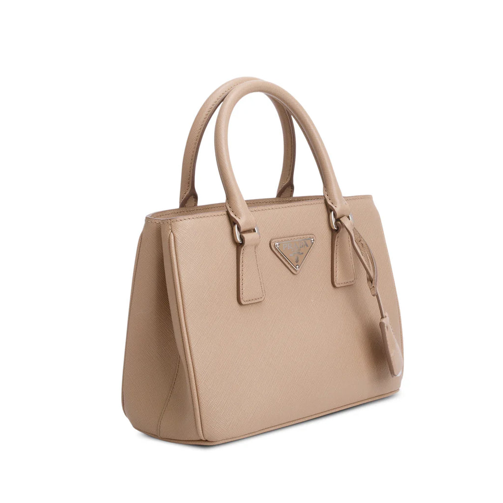 2022 Beige Saffiano Leather Mini Tote w/ Strap, Coin Pouch &amp; Authenticity Card