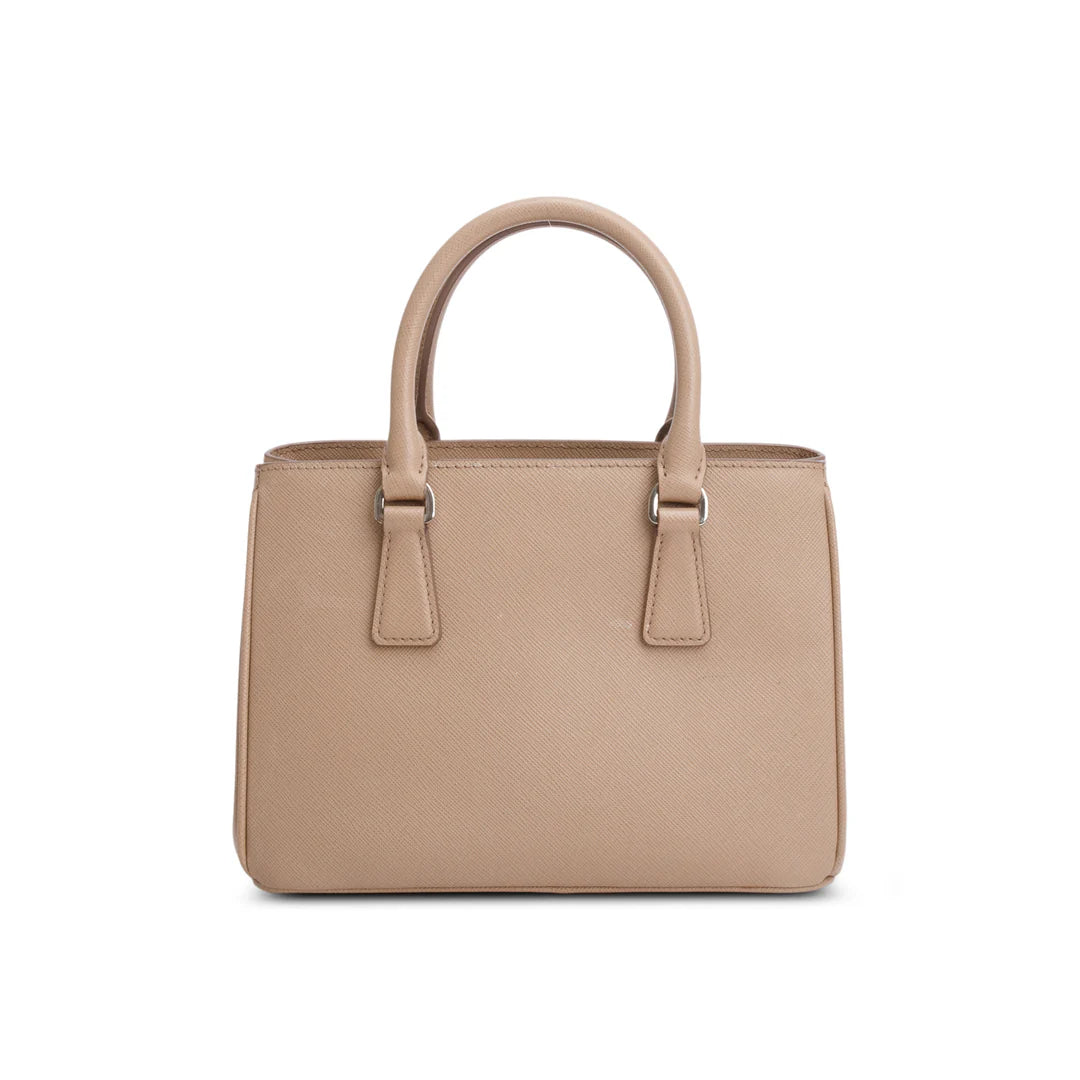 2022 Beige Saffiano Leather Mini Tote w/ Strap, Coin Pouch &amp; Authenticity Card