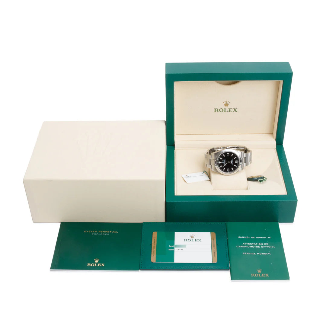 Stainless Steel Oyster Perpetual Explorer 39 MM Watch 214270 w/ Box &amp; Papers