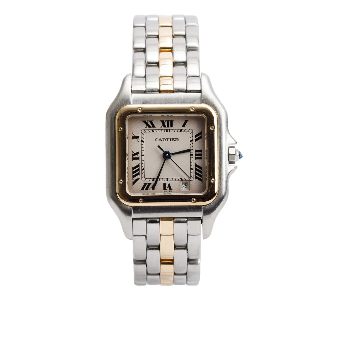 Stainless Steel &amp; 18k Yellow Gold Panthere de Watch, Medium Model 1100 w/ Box