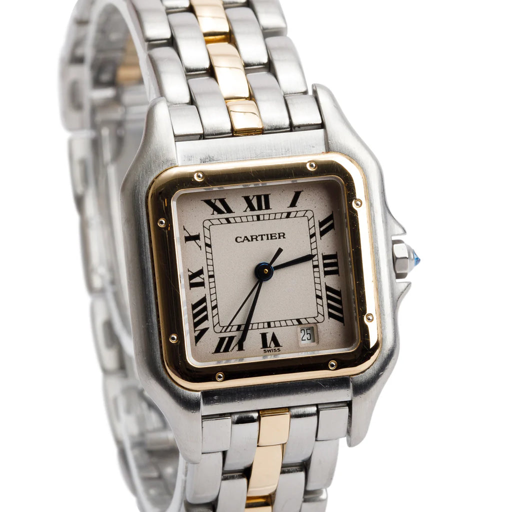 Stainless Steel &amp; 18k Yellow Gold Panthere de Watch, Medium Model 1100 w/ Box