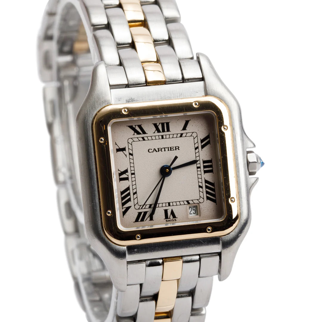 Stainless Steel &amp; 18k Yellow Gold Panthere de Watch, Medium Model 1100 w/ Box