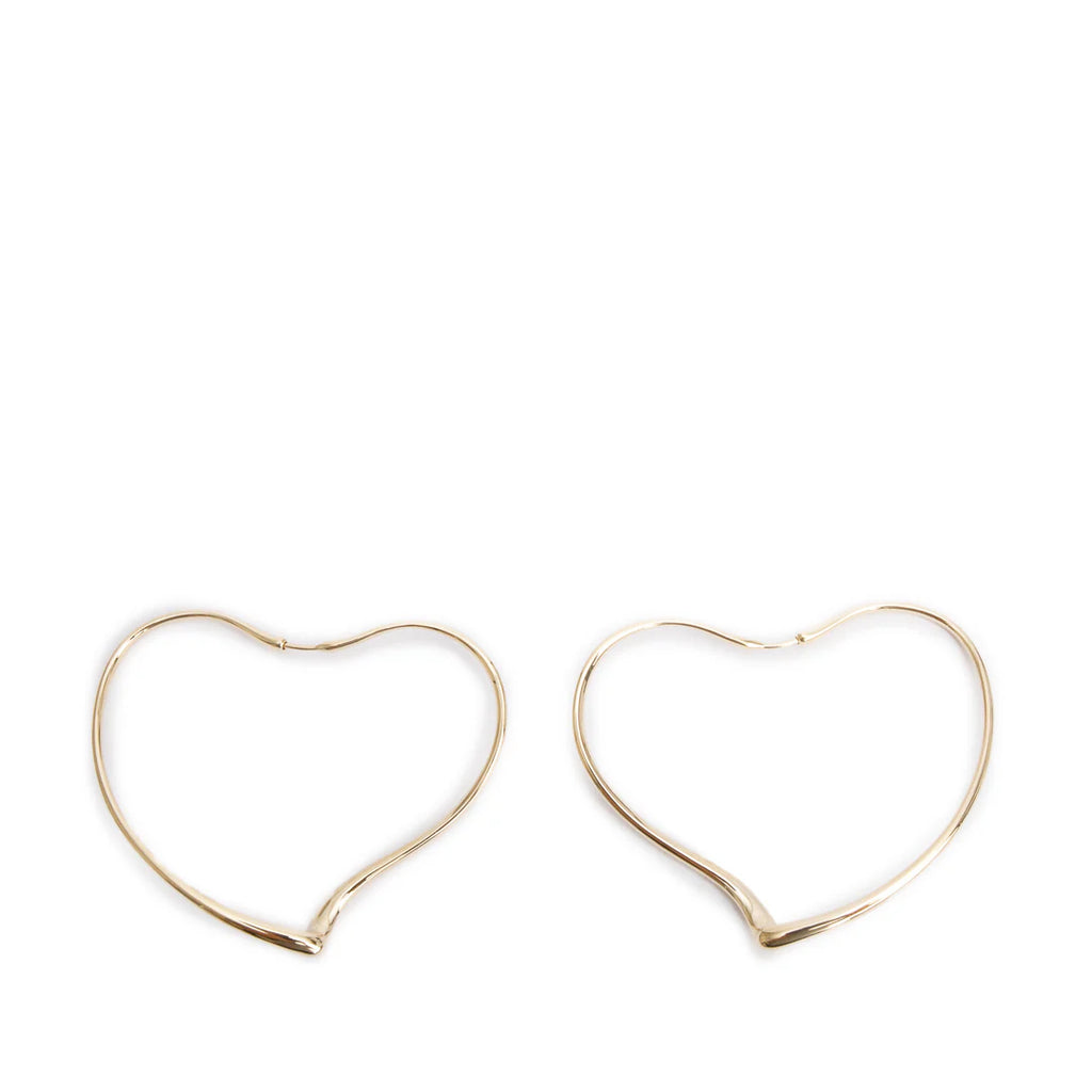 Elsa Peretti 18k Yellow Gold Large Open Heart Hoop Earrings w/ Box