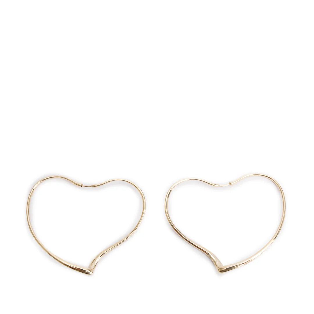 Elsa Peretti 18k Yellow Gold Large Open Heart Hoop Earrings w/ Box