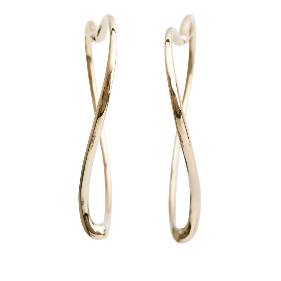 Elsa Peretti 18k Yellow Gold Large Open Heart Hoop Earrings w/ Box