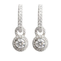 14k White Gold Diamond Huggie Drop Earrings