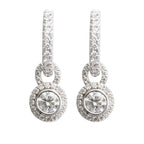 14k White Gold Diamond Huggie Drop Earrings
