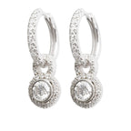 14k White Gold Diamond Huggie Drop Earrings